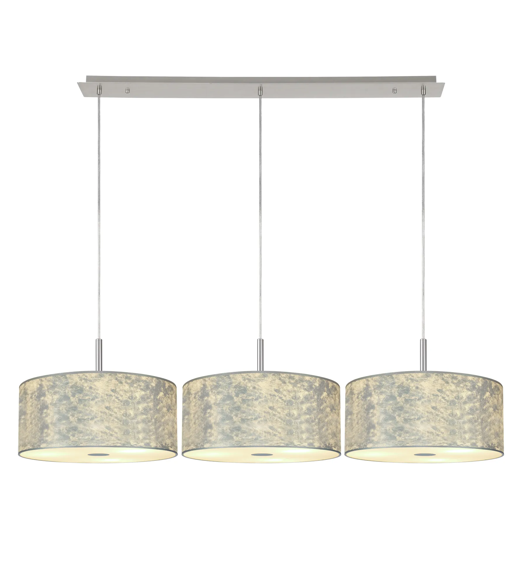 DK0808  Baymont 40cm Shade 3m 3 Light Pendant Polished Chrome, Silver Leaf, Frosted Diffuser